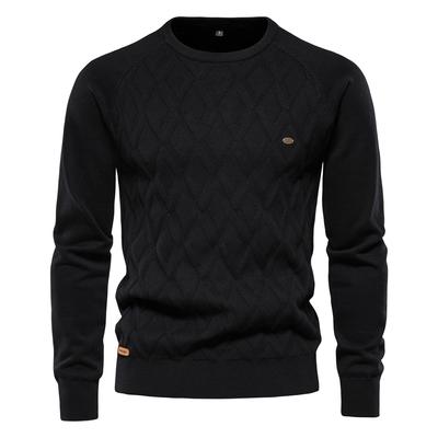 Argyle-Pullover für Herren, Basic, einfarbig, Rundhalsausschnitt, gestrickt, Wintermode, neue Strickmode für Männer