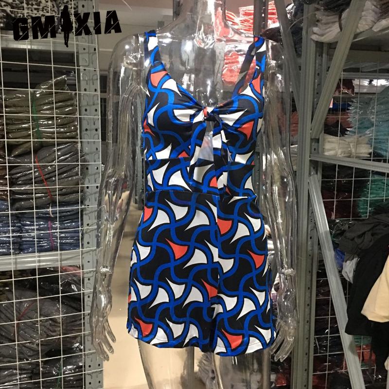 GMXIA Moda damă ocazional imprimeu culoare solidă vară primăvară pantaloni cu bretele fără mâneci Salopete și salopete