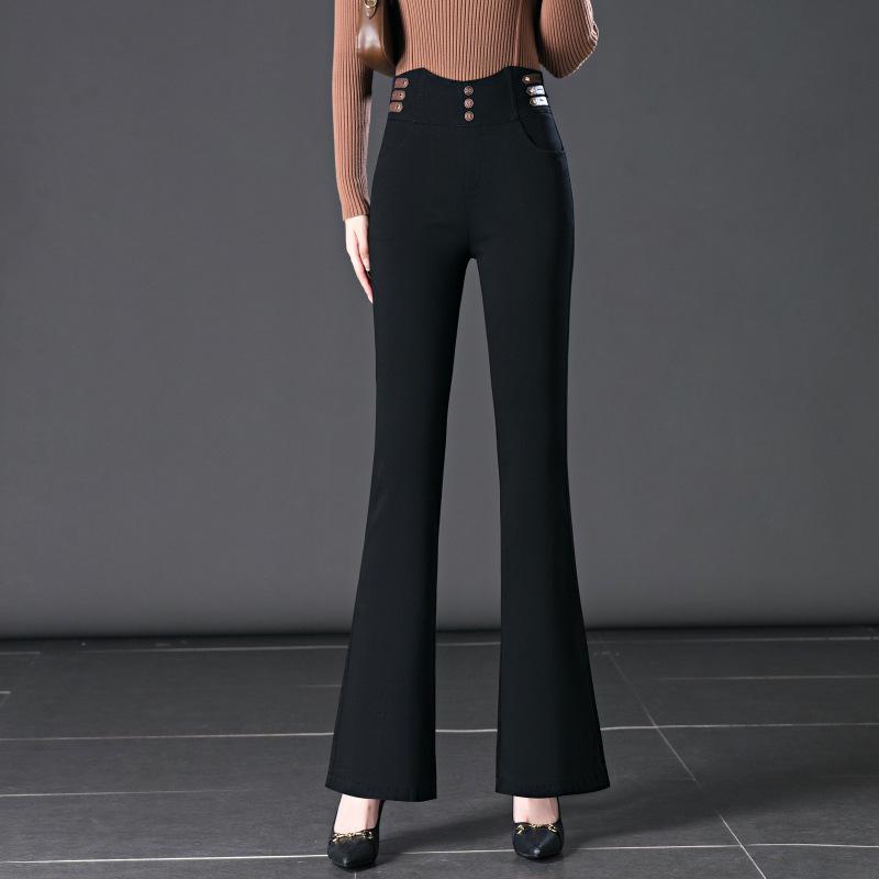 

Женские черные вельветовые расклешенные джинсы - Не выцветающие, стройнящие, посадка для среднего возраста, для осени и зимы 30 2XL 29.4 inches