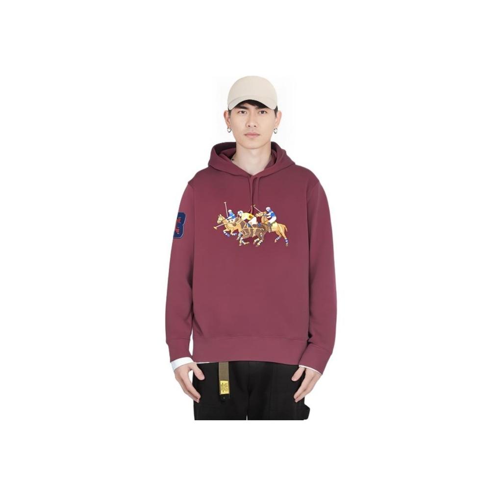 Polo Ralph Lauren Ss22 Logo Print Embroidered Hooded Long Sleeve Sweatshirt Men Sweatshirt Burgundy 710823853-004