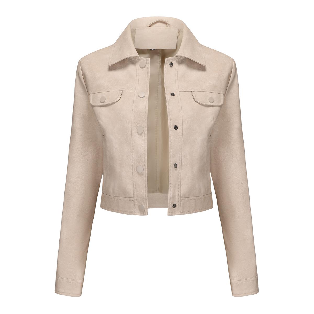 

Весна и осень женская новая тонкая кожаная куртка с множеством карманов кардиган повседневная куртка модное пальто M