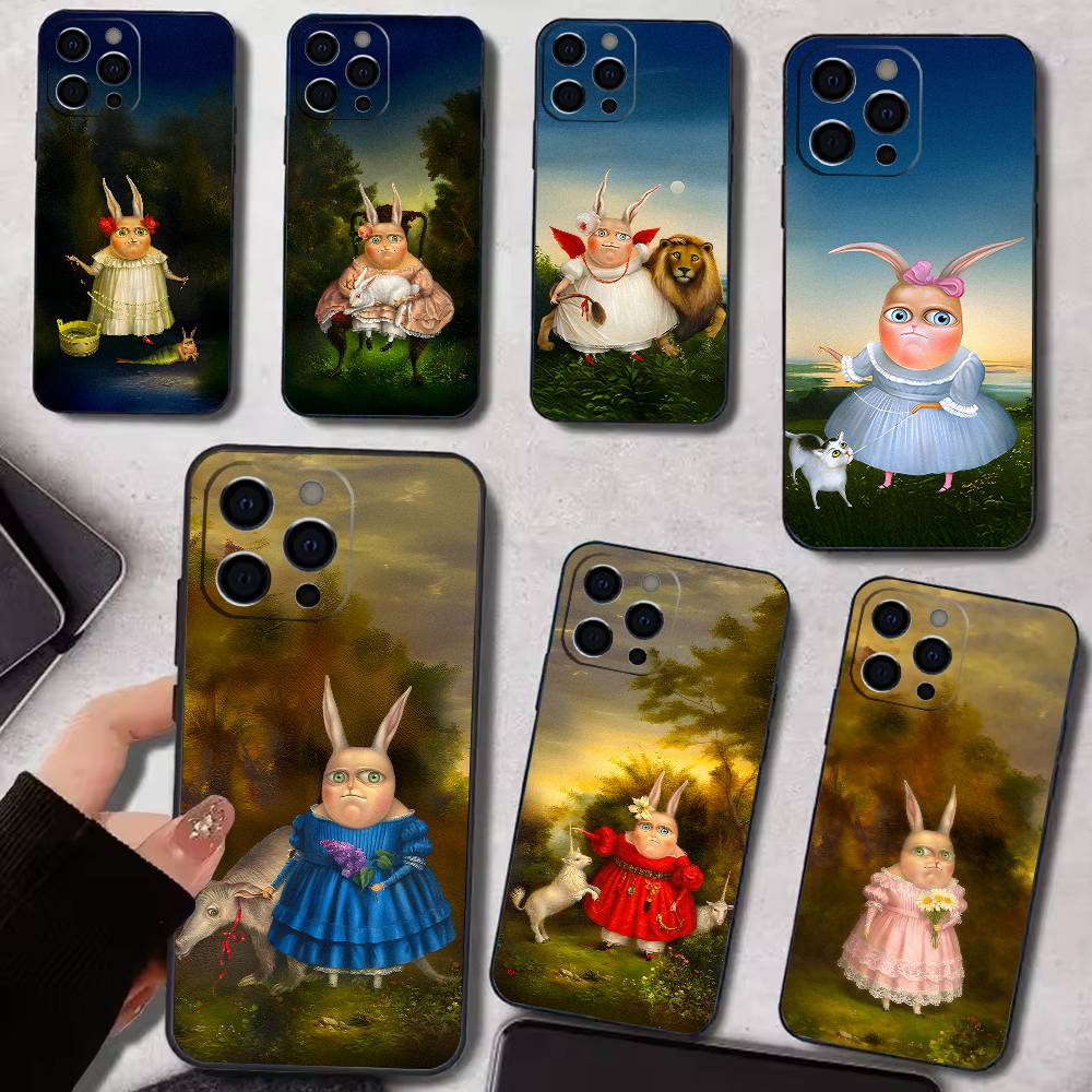 Vintage Rabbit Aristocrat Phone Case Silicone Soft For IPhone 17 16 15 14 13 12 11 X XR Plus Pro Max Plus