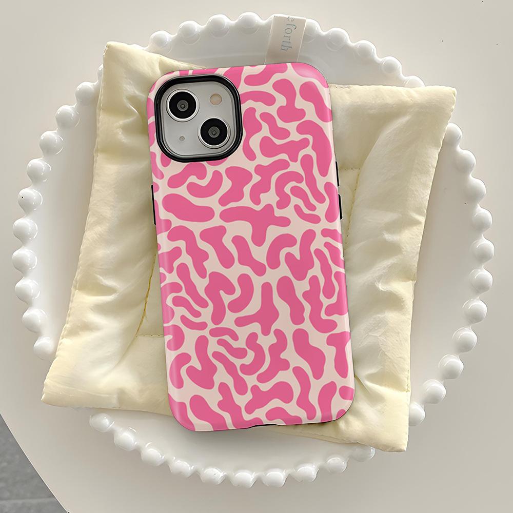 Popular pink irregular texture mobile phone case iPhone12 matte two-in-one film case iPhone17