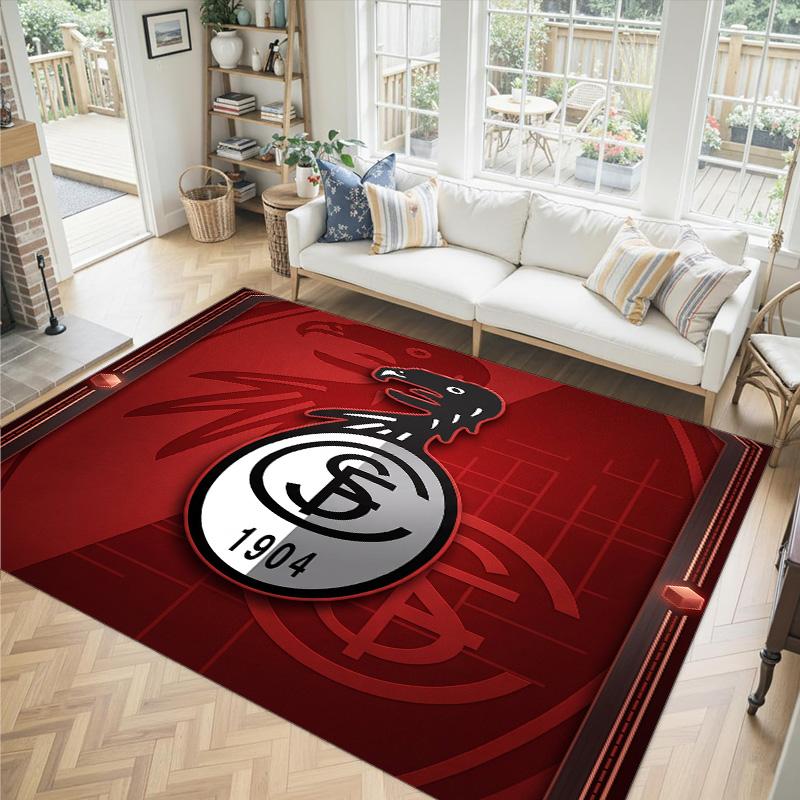 SC Freiburg FC Design Crystal Velvet Carpet Cozy Non?Slip Printed Rug For Bedroom Living Room Entrance