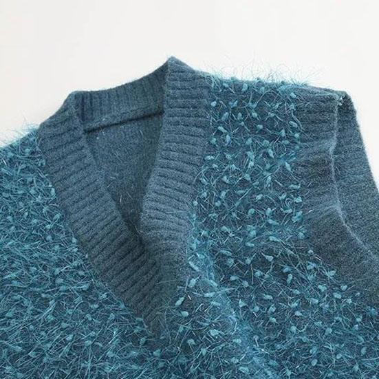 Maglione senza maniche in maglia di seta brillante con scollo a V, elegante, da donna, primavera-autunno