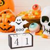 Halloween dřevěný odpočítávací kalendář Halloweenský adventní kalendář Ručně vyráběná stolní dekorace dýňový hrad duchů
