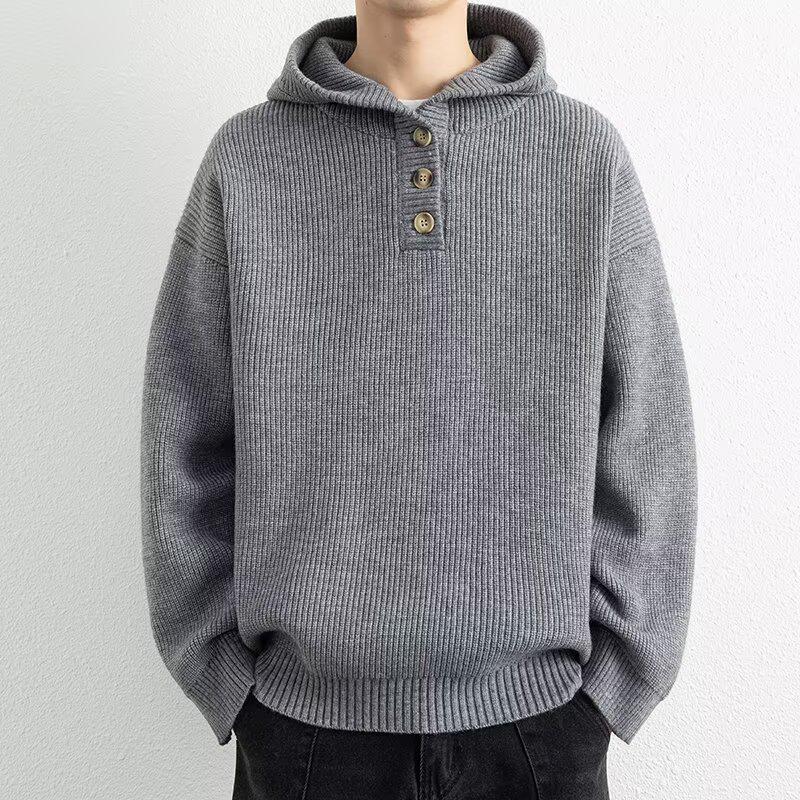 Men s 2025 Retro Knit Half-Zip Hooded Sweater XL