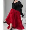 Autumn Winter Chinese Style Mermaid Half and Full-Length Skirt with Solid Color Print