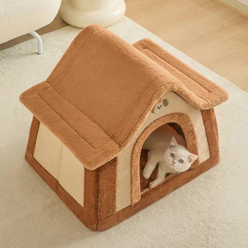 Foldable Dog House Kennel Bed Mat for Small Medium Dogs Cats All Seasons Cat Bed Nest Pet Products Basket Pets Puppy Cave Sofa