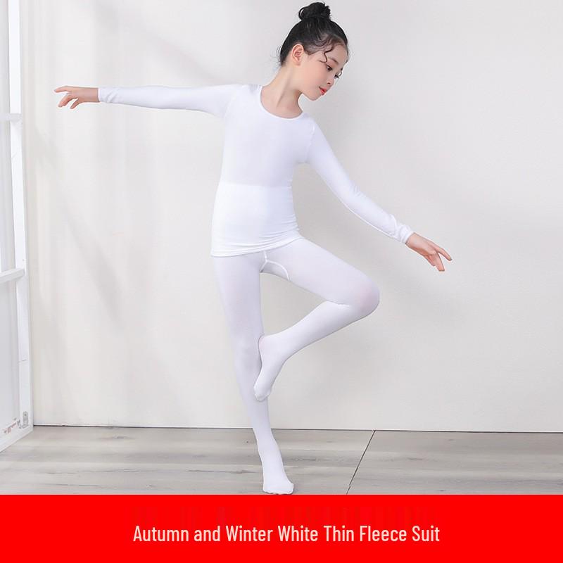 Autumn Winter Fleece-Lined Kids' Dancewear Invisible Girls High-Stretch Performance Outfits