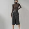 PU Leather A-Line Skirt: Autumn/Winter 2025, Slimming Mid-Length with Slit, Versatile Korean Style for Women