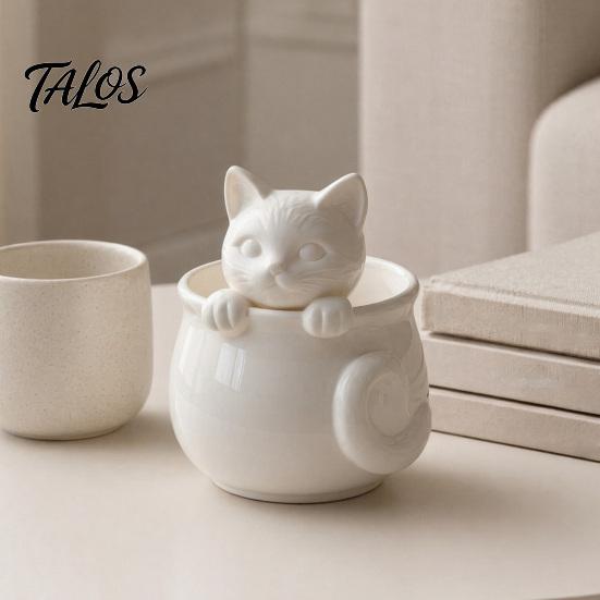 Talos 3D Printed Cat Teacup, Cute Coffee Cup, Figurine Mugs, Holiday and Birthday Gift for Milk Tea Lovers