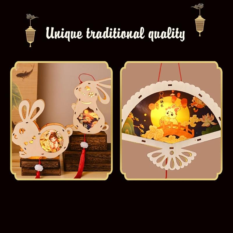 Lovely Rabbits Light Hanging Decors Portable Autumn Festival Rabbits Light Decoration for Cultural Enthusiasts