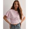 Women's Solid Color Crew Neck Batwing Short Sleeve Cropped T Shirt Casual Loose Fit Basic Blouse Top