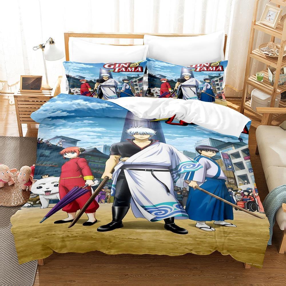 Fashion 3D Anime Bed Sheet Set Gintama Bedding Set Single Twin Full Queen King Size Bed Set Adult Kid Bedroom Duvet Cover Sets