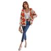 V Neck Geometric Knit Cardigan Winter Women Casual Loose Sweater Jacket Colorful Clashing Colours Splicing Design
