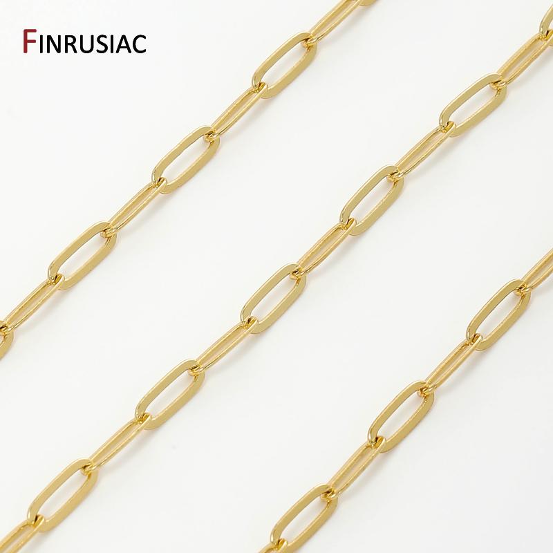 18K Gold Plated Brass Paperclip Chains, 3.5*9mm Cable Chain For Jewelry Making DIY Necklace Bracelet Chains Accessories