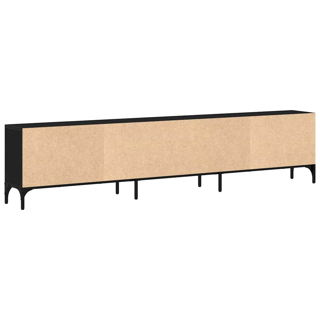 TV Cabinet in Black Oak Look 200 x 25 x 44 cm Engineered Wood