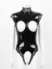 Womens One-piece Sleeveless Hollow Out High Thong Leotard Dancing Performance Jumpsuit Clubwear