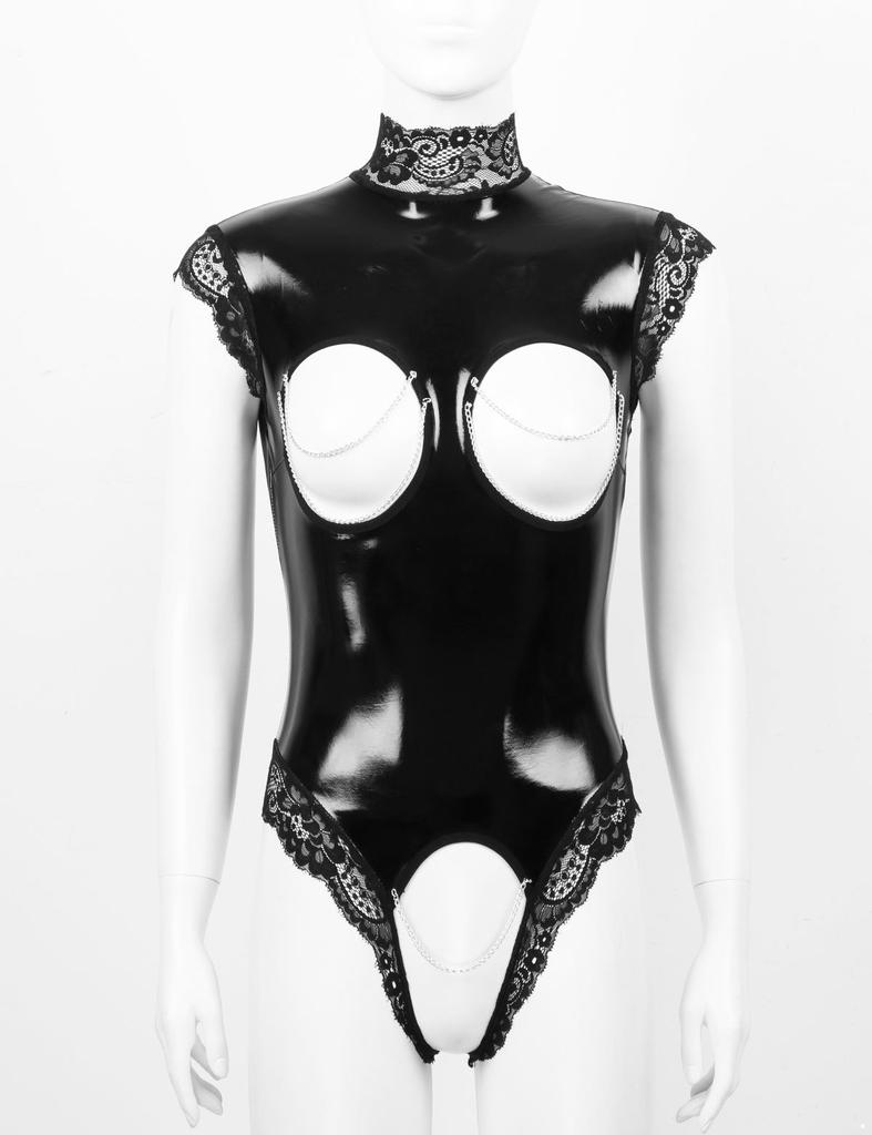 Womens One-piece Sleeveless Hollow Out High Thong Leotard Dancing Performance Jumpsuit Clubwear