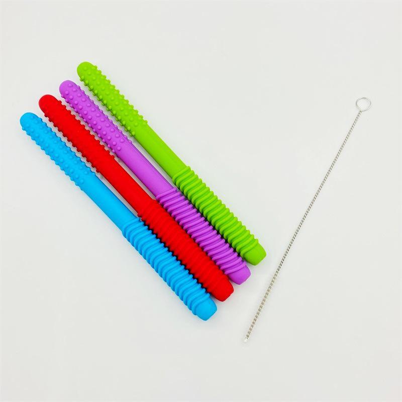 Reusable Baby Chewing Tube Non-Toxic Silicone Teeth Massager Hollow Molar Teether for Kids Speech Therapy Daily Use