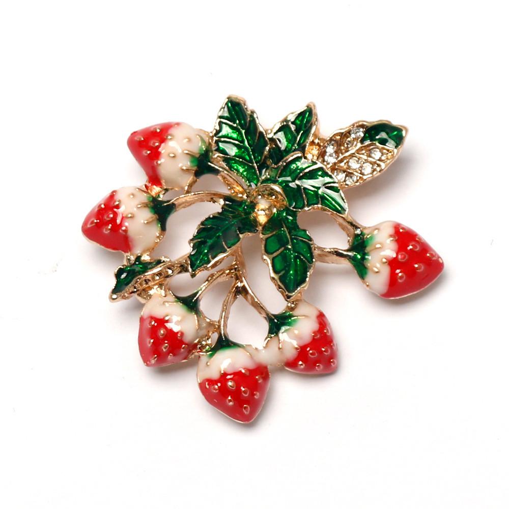 Creative Strawberry Brooch With Rhinestone Embellishments For Fashion Accessories