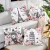 Romantic Landmark - floral PillowcasesBedroom Living Room Sofa Home Decor Polyester Cushion Cover with Zipper