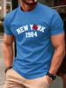 Usa New York 1984 Tryck Herr T-shirt Bomull Rundhalsad Kortärmad Sommar Andningsbar Kläder AllMatch Man Retro Sportkläder
