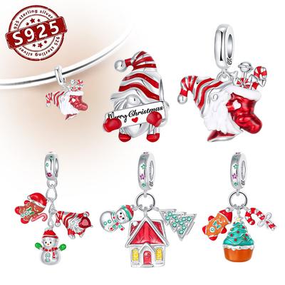 Copper Christmas Series Santa Claus Gingerbread Manpandent Charm Bead Jewelry Valentine'S Festival Gift
