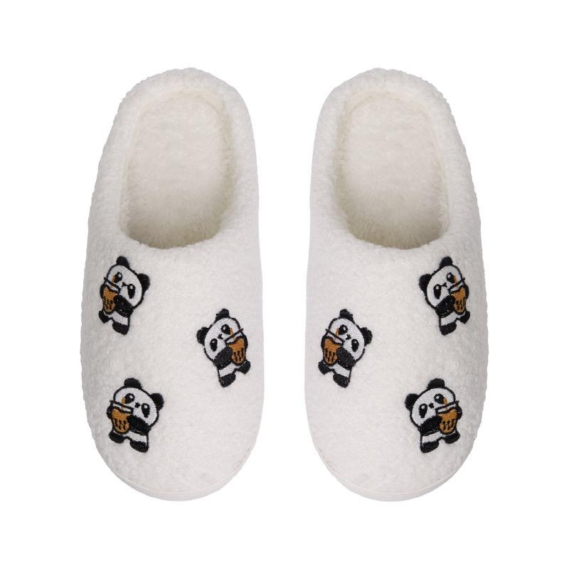 New comfortable home cute cartoon panda winter cotton slippers men and women couples thermal indoor cotton slippers