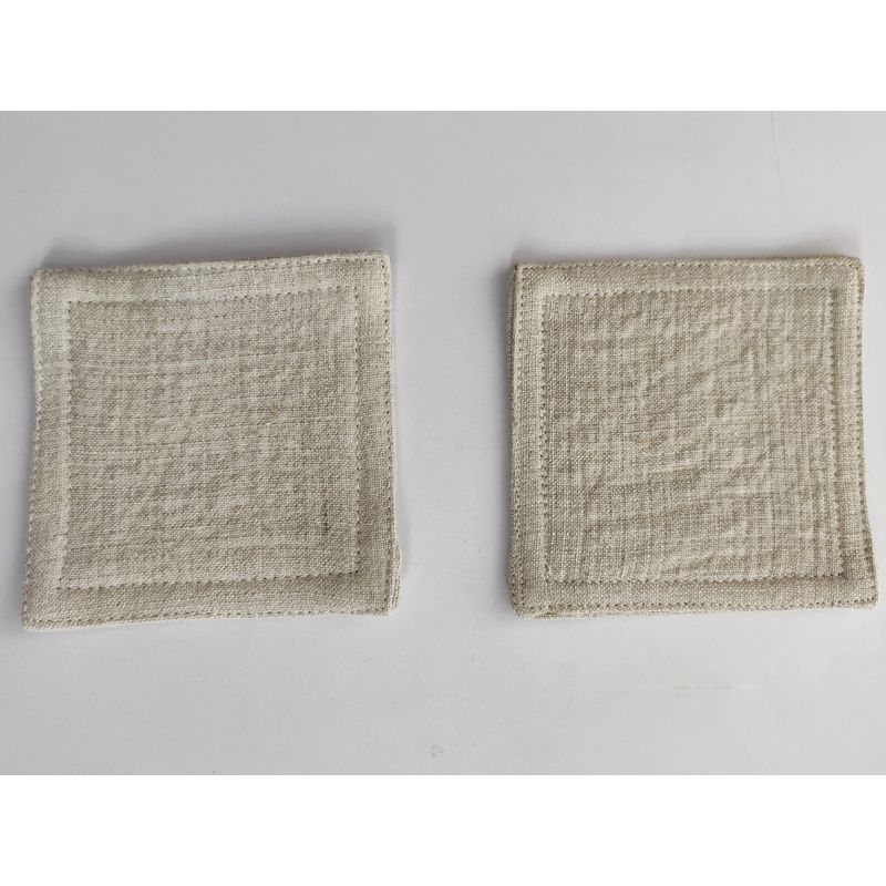 

Pure Linen Plain Small Coaster Natural Antibacterial Mildew-Proof Tea Tray Bowl Mat Minimalist Chinese Fabric Craft Heat Insulation Hemp color two 10*10cm small size