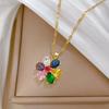 Rotating six leaf flower, necklace, light luxury style, full diamond necklace, women's versatile collarbone chain, titanium steel chain