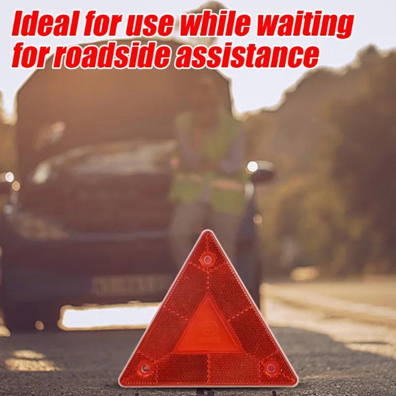 2/1Pcs Triangle Warning Reflective Strips Vehicle Stop Warning Sign Red Safety Reflector for Trailer RV Board Truck Plate Light