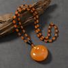 Beeswax Necklace Water Drop Safety Buckle Gourd Pendant Chicken Oil Yellow Amber Men's and Women's Long Sweater Chain Pendant
