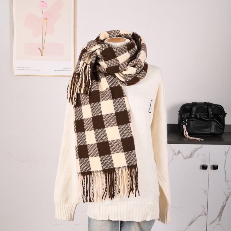 Hochwertiger Schal im koreanischen Stil mit Karomuster: Warmer, verdickter Kaschmir-ähnlicher Schal für Studenten und Paare