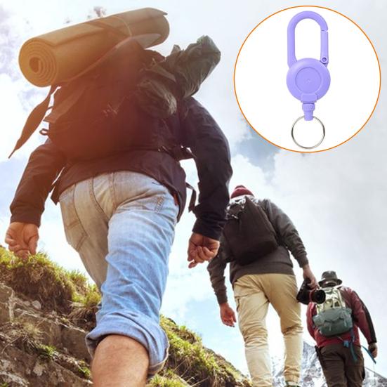 Retractable Keychain with Steel Wire Rope Carabiner Badge Reel Holder Clip Key Ring Heavy Duty Outdoor Camping Climbing Anti-lost Buckle