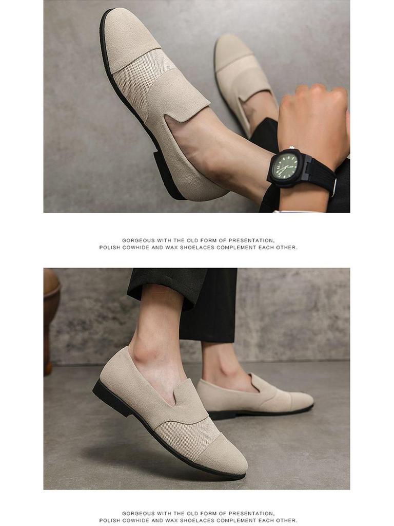 Men's Formal Leather Slip-On Loafers for Business, Mesh Nightclub, Hairstylists, and Driving.