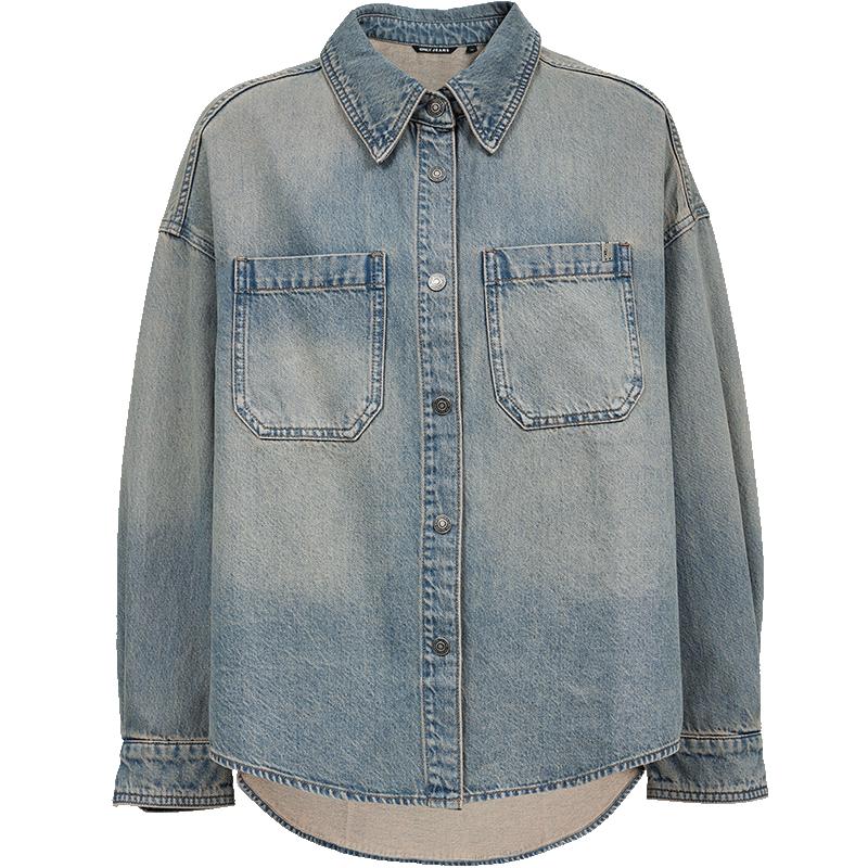 ONLY Women s Loose Fit Drop-Shoulder Denim Shirt S