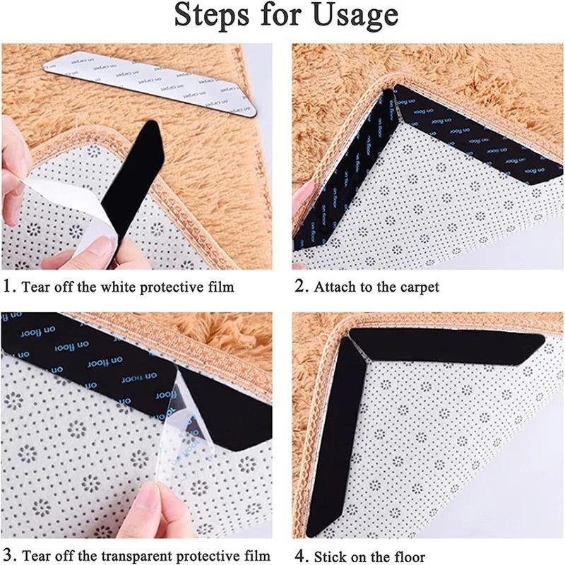 32/24/16/8/1Pcs Carpet Sticker Anti -sliding Paster Reusable Washable Floor Rug Mat Tape Gripper Corner Pad Home Bathroom Supplies