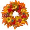 Harvest Wreath With Pumpkins Berries Vine Circle Halloween Thanksgiving Door Decor