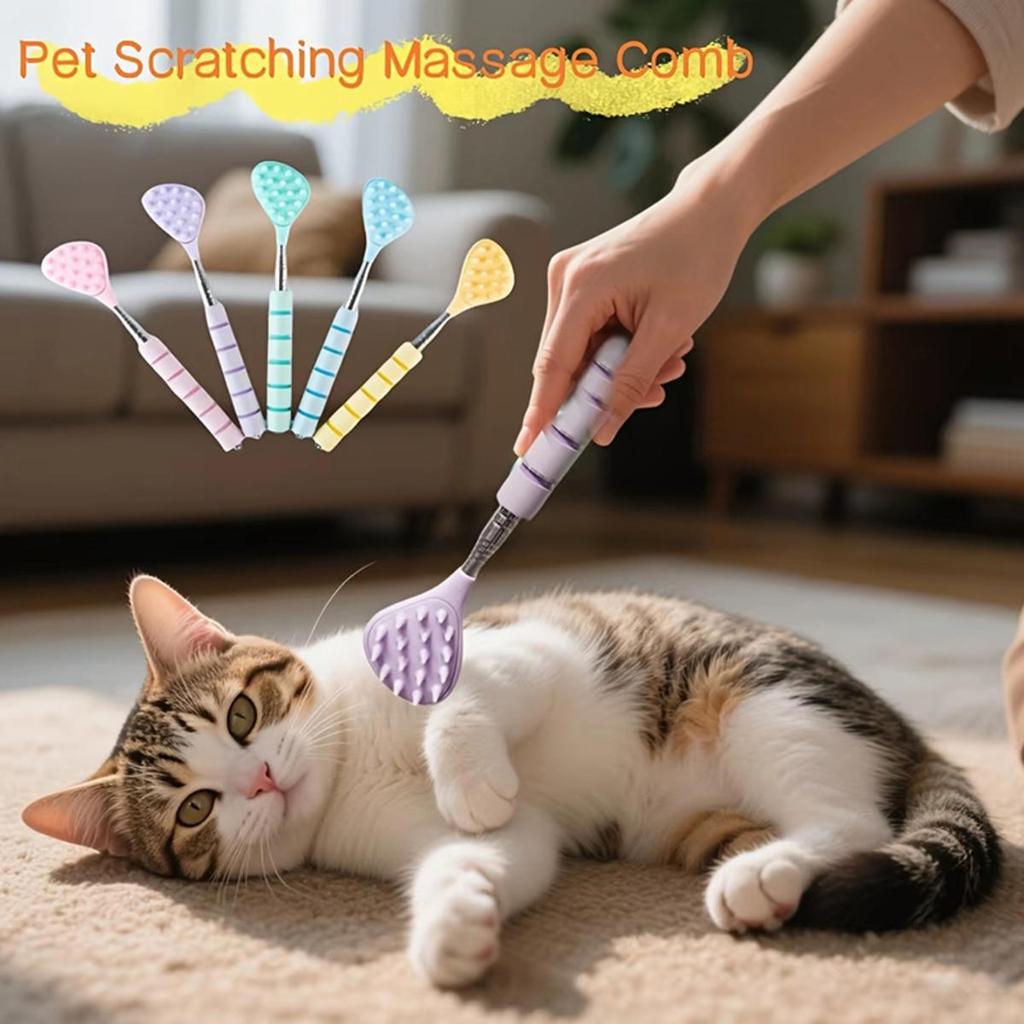 Multi Color Telescopic Handle Pet Massage Comb Cat Soothing Itch Brush Durable Grooming Tool for Enhanced Pet Health and Comfort