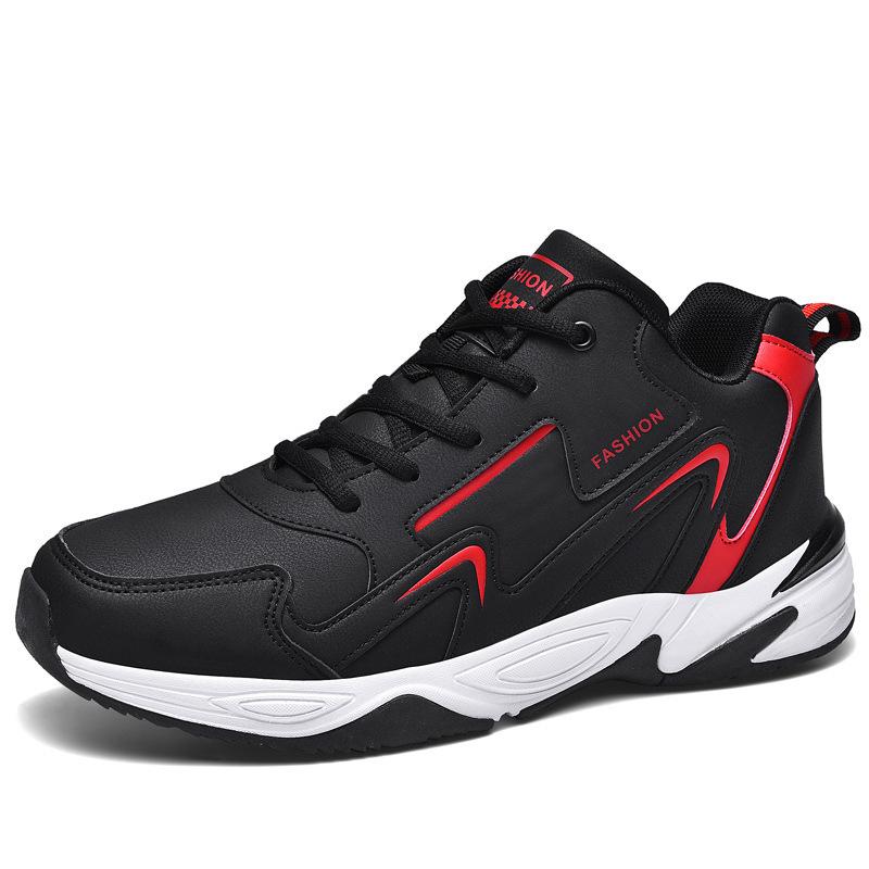Large size sports shoes men's four seasons men's shoes velvet leather running shoes student non-slip warm dad shoes casual