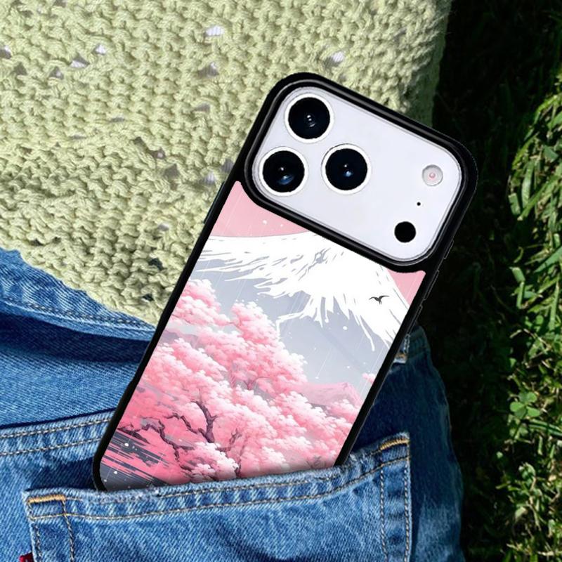 Coque de téléphone Fleur de Cerisier Fuji Compatible avec pour IPhone 17air 16e 15 14 13 12 11Pro Max 17 Air