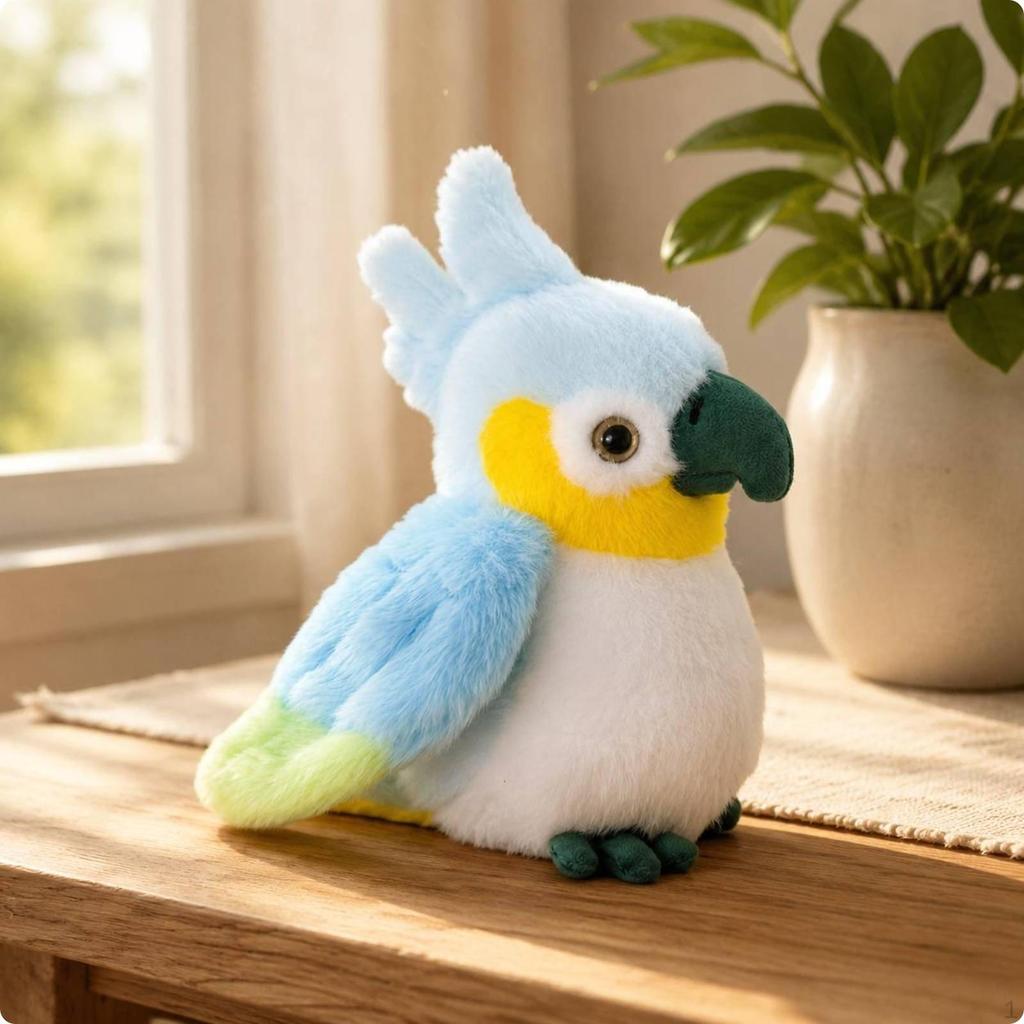 Parrot Stuffed Toy Gift Idea Realistic Look for Backpack, Keys, Desk Blue 12CM