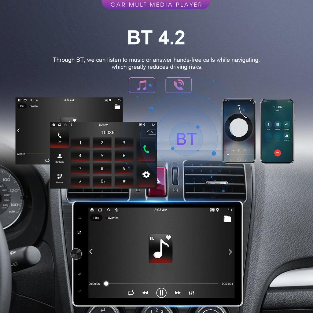 REAKOSOUND Universal 1 Din GPS Car Stereo Radio 10.4'' Android Vertical Screen Multimedia Player Carplay Android-auto WIFI RDS