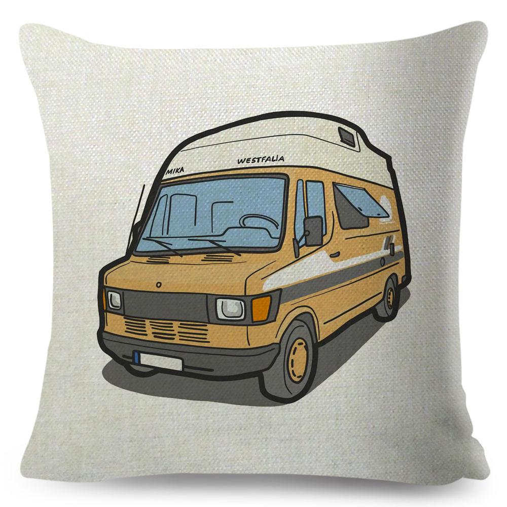 Van Life Pillow Case Decor Cartoon Camper House Travel Car Cushion Cover for Sofa Home Children Room Vanlife Pillowcase 45x45cm
