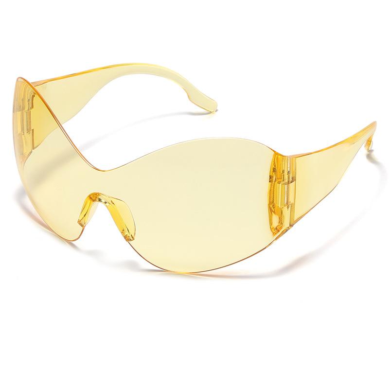 Europäische und amerikanische neue Hot Girl Sonnenbrillen-Technologie Futuristische einteilige Millennium-Stil Sonnenbrille Randlose Sonnenbrille