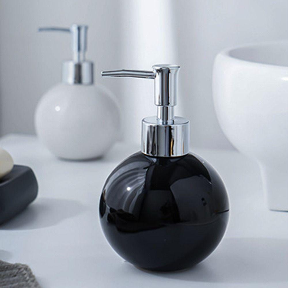 

Refillable Ceramic Hand Soap Bottle Portable Bath Lotion Pump Jar Bathroom білий
