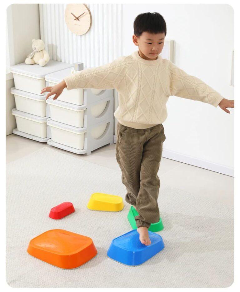 Sensory Path River Stones Children Balancing Stones Stepping Stones for Children Motor Skills and Coordination Colorful 6 Pcs