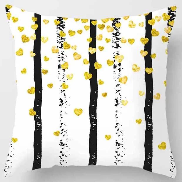 Yellow and Pink Pattern Square Pillowcase Home Decoration Cushion Cover